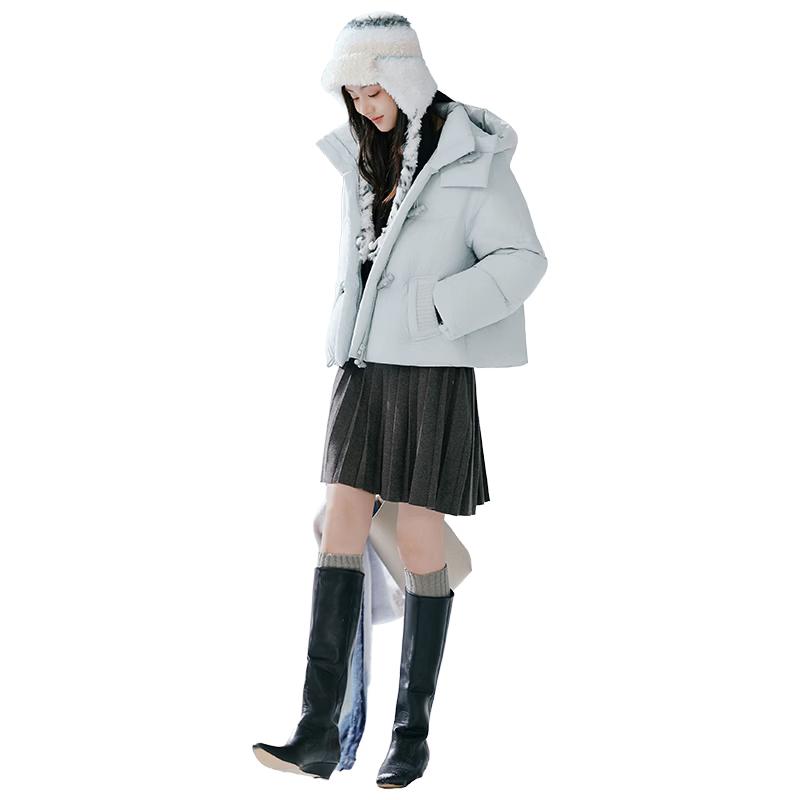 Xiangying Women s Blue Toggle Hooded Short Down Jacket L