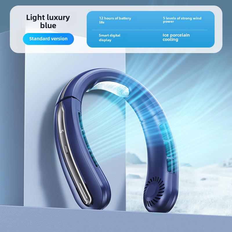 2024 Stylish USB Rechargeable Neck Fan: Portable, Silent, Leafless Cooling Device