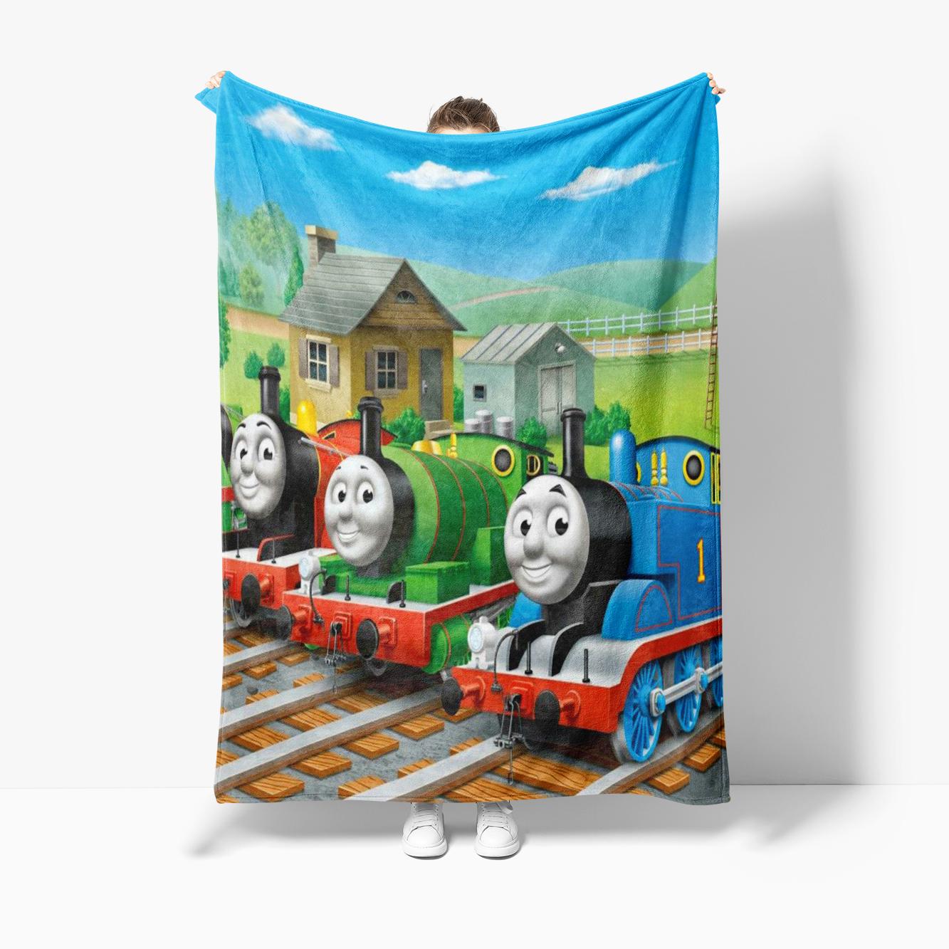 T-Thomas The Train Friends Blanket Cover Flannel Cartoon Railway James Super Soft Throw Blanket Airplane Travel Plush Thin Quilt 75x90cm