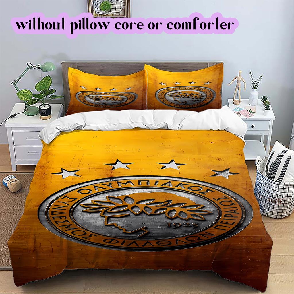 Olympiacos F.C Pattern Bedding Quilt Set Quilt Cover Pillowcase Home Decoration Birthday Gift (1 * duvet cover + 2 * pillowcase, without core)