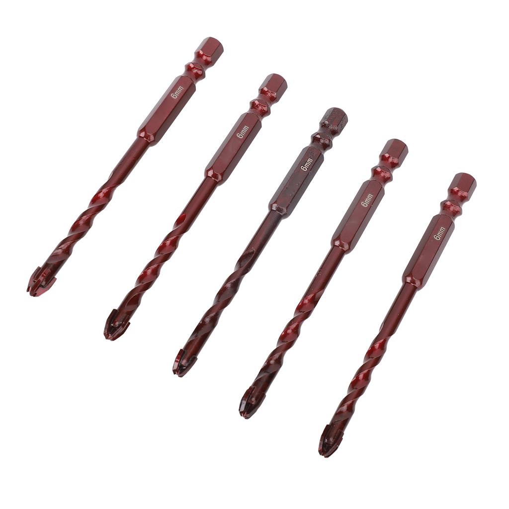 5Pcs Masonry Drill Bits 14in Hex Shank 6mm Concrete Brick Professional High Cobalt Bit Set for