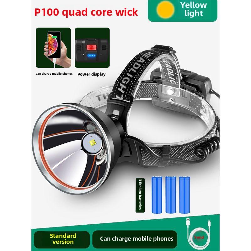 

Супер яркий свет перезаряжаемый головной убор светодиодный фонарь дальнего действия для ночной рыбалки yellow light-3battery