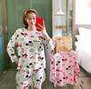 Women's Long-Sleeve Cartoon Pajama Set - Cute Korean Style Homewear for Autumn, Winter, Spring - Plus Size Available