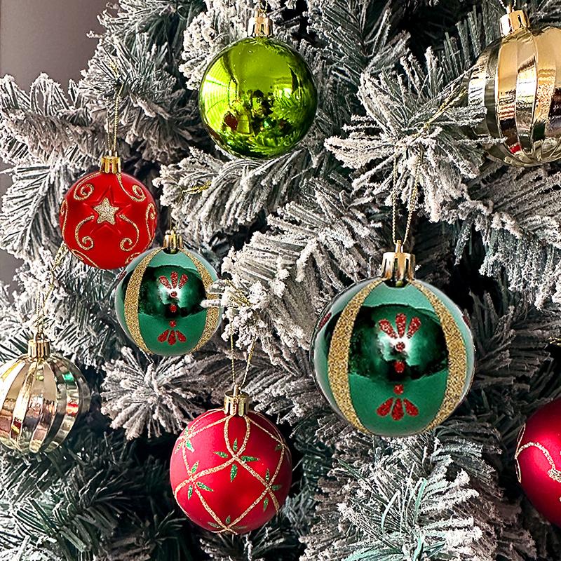 30pc/box Painting New Year Sparkling Christmas Balls Gifts Christmas Tree Pendants Home Hanging Pendants Exquisite 6cm