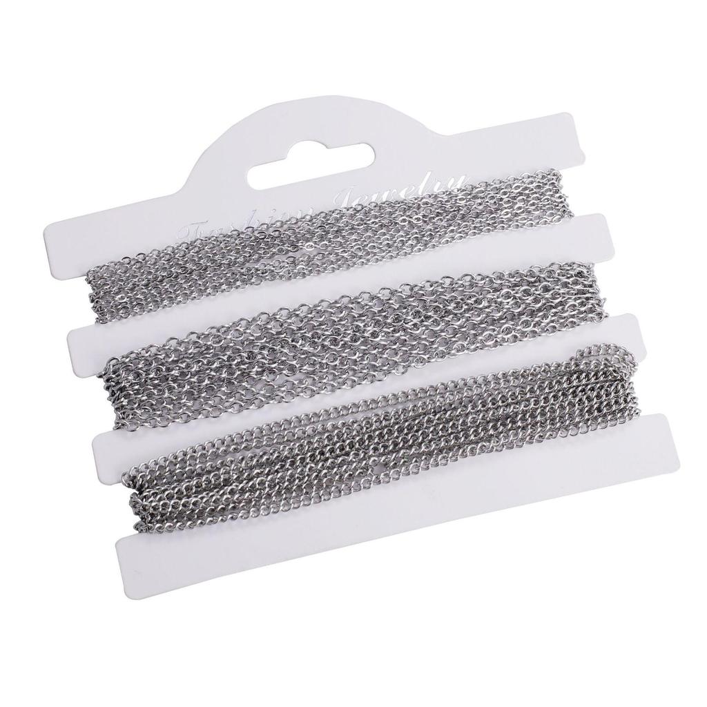 Stainless Steel Fine Chain Set: 1.5mm, 2mm Cross, 2mm Dense Sideways, 6 Meters/Pack for DIY Jewelry