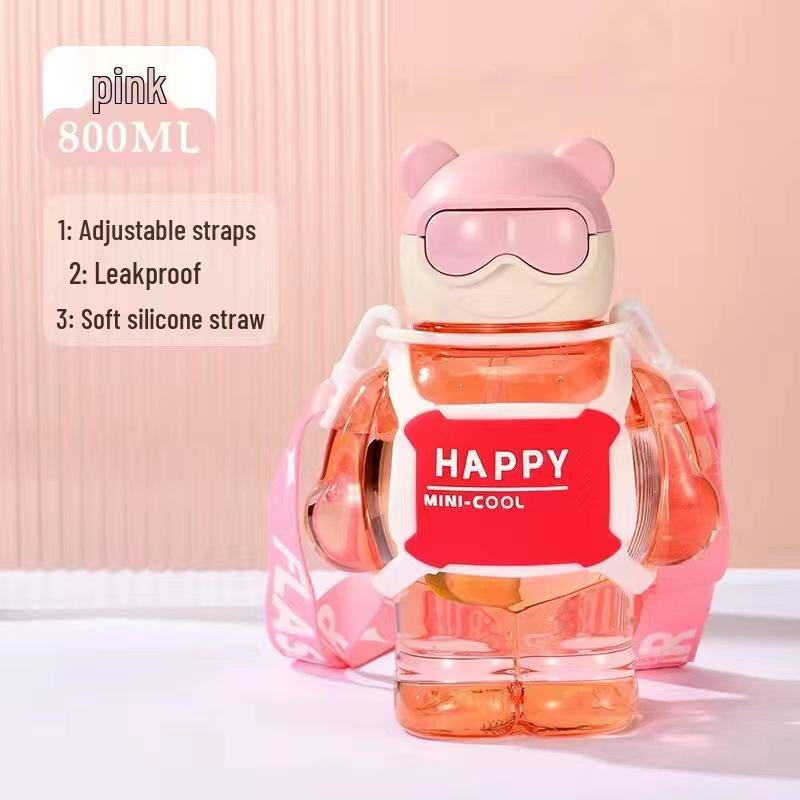 High-Capacity Children's Pop-Up Straw Water Cup - Portable Baby Bus Design