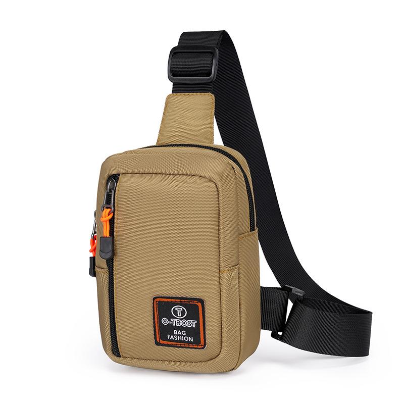 

Уютная нагрудная сумка для мужчин, сумка для мобильного телефона из ткани Оксфорд, многослойное отделение для хранения, регулируемый и съемный плечевой ремень, сумка через плечо 20x13x7cm бежевый