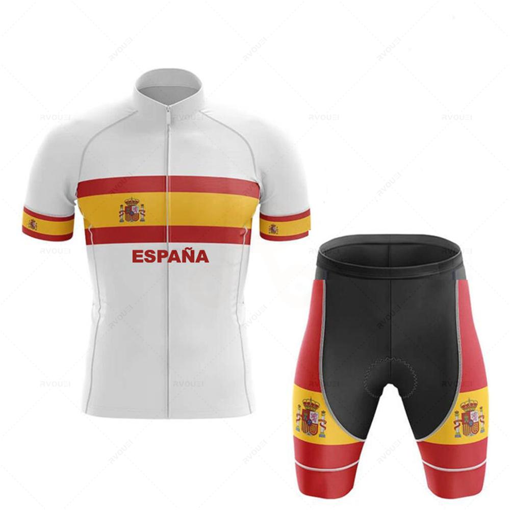 2026 Mens Spain Pro Team Short-sleeved Cycling Jersey Suit Bib Bicycle Set Uniform Maillot Ciclismo Hombre Verano 2022 Jumpsuit