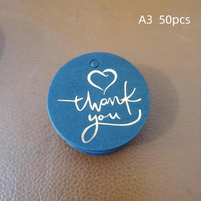 Thank You Tags 50Pcs Bronzing Stamping Black White Paper Card for Valentine's Day Gift Favor Retail Price Label
