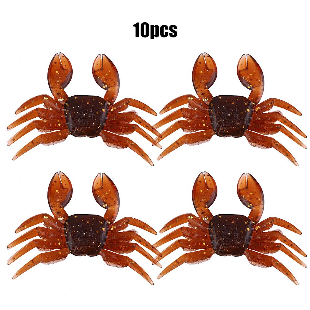10 ks Umělá plastová měkká nástraha krab 3D simulace návnada pro sladkovodní rybolov (Hnědý)