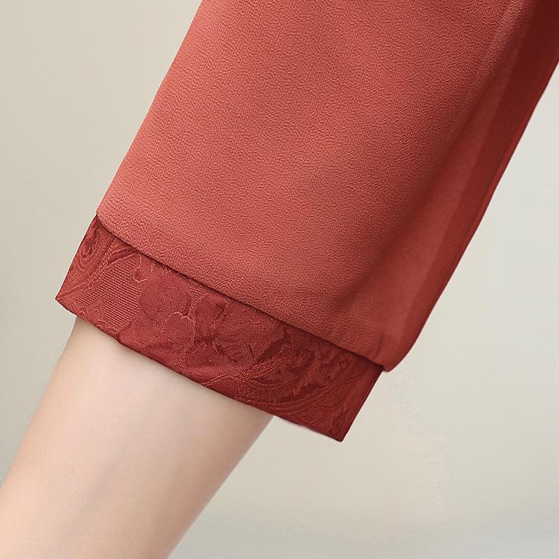 Elegant Chinese Style Embroidered Summer Blouse & Top Set for Moms
