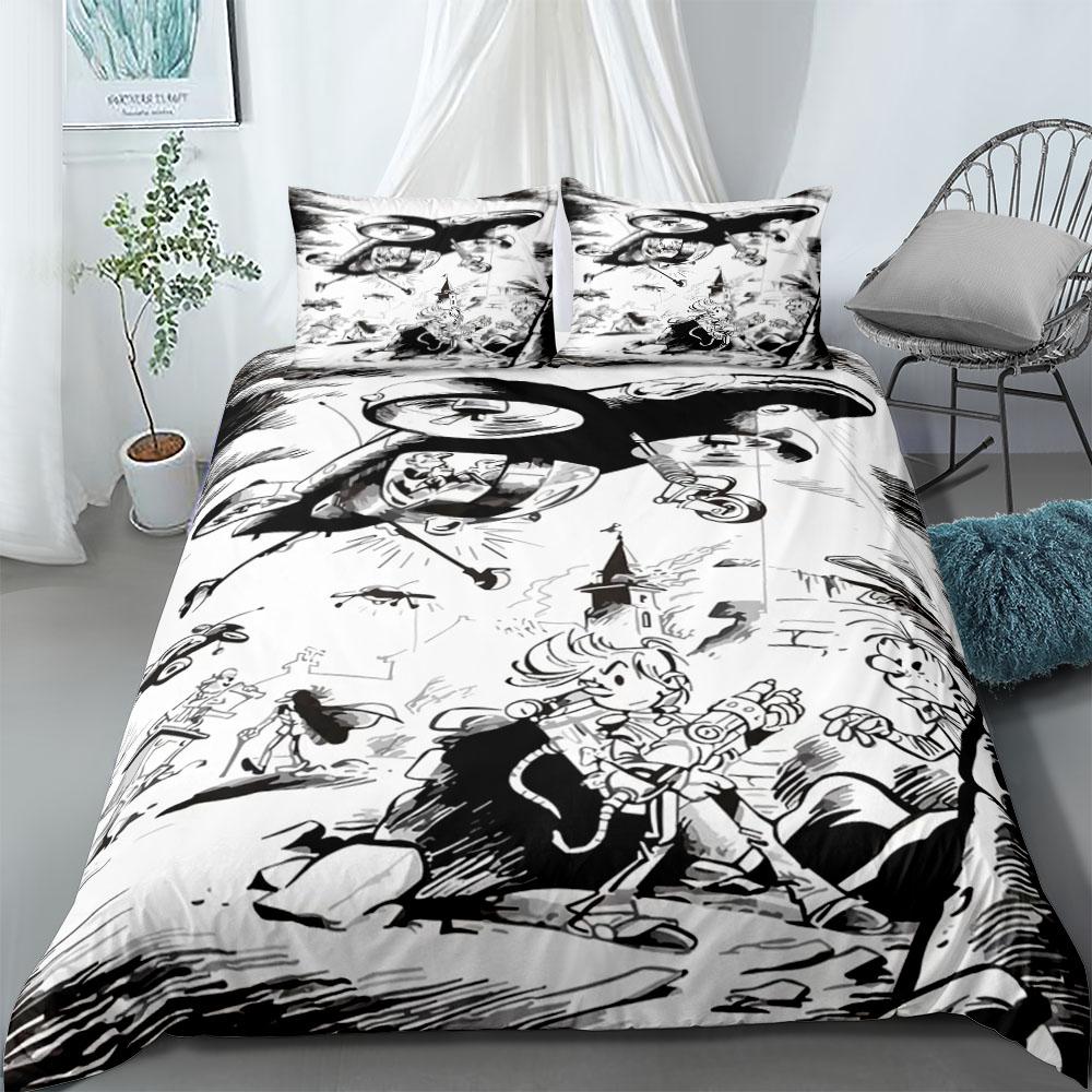 Spirou Et Fantasio Comics Stripe Duvet Cover Set King Queen Double Full Twin Single Size Bed Linen Set