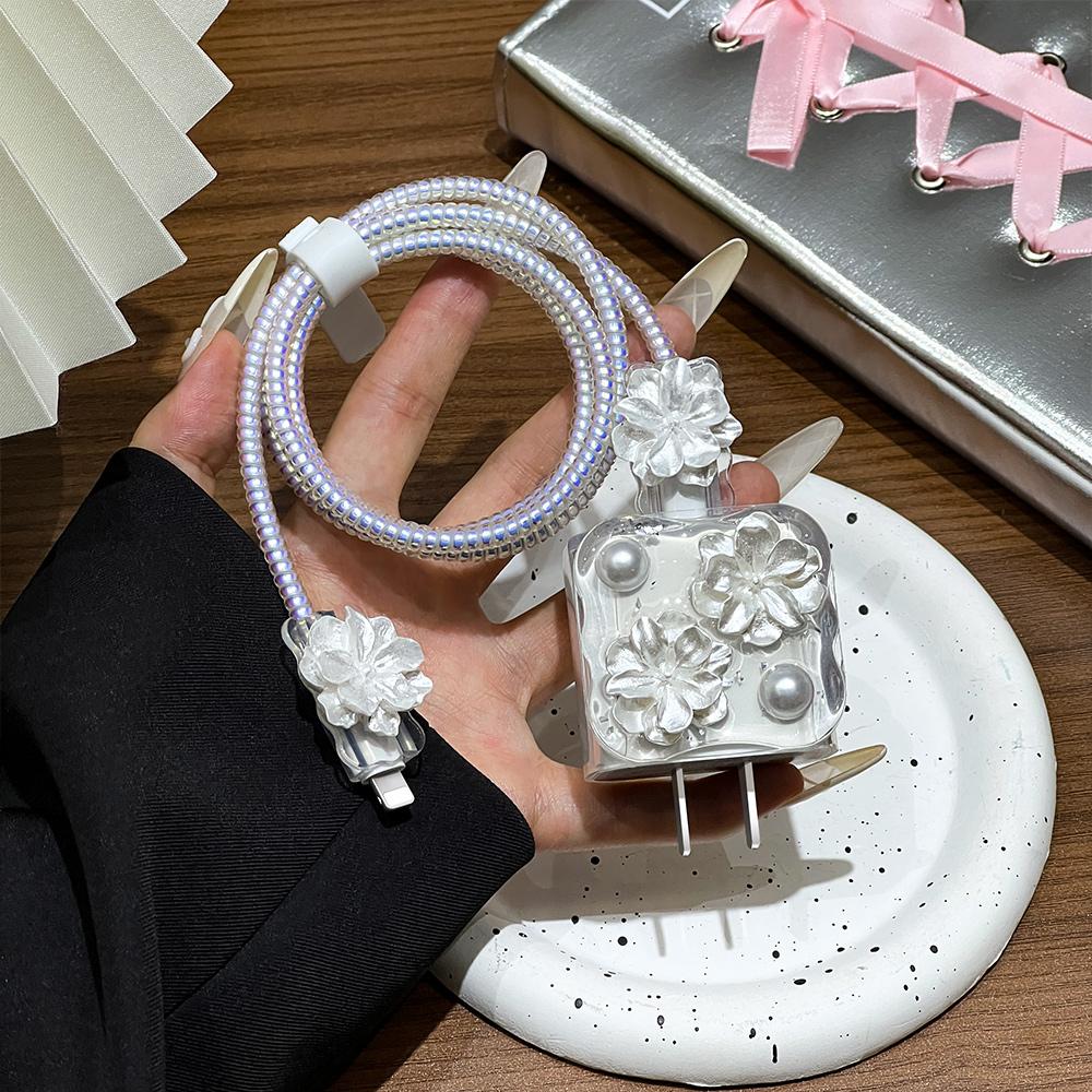 Geeignet für Apple Datenkabel Schutzhülle Ladegerät 20W Schnellladung bruchsicher Kabelaufwickler Niedliches Blume Tier Fortgeschritten