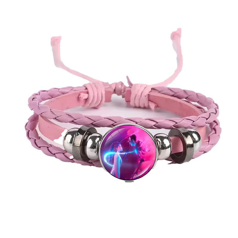 Cross-border Fashion Demon Hunter Bracelet: Time Gem Bangle for Men and Women, Couple's Leather Woven Black Hand Rope