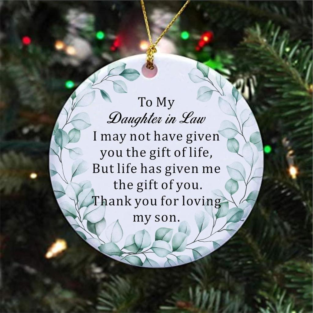 to My Daughter in Law Christmas Ornaments, Daughter-in-Law Christmas Ornament Gifts, Two-Side Printed 3'' Christmas Ornament for Christmas Tree,