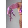 HOLOGRAPHIC Laser NAIL GLOVES Metallic Shiny Blue Touchscreen 70CM Long TECH Thin Elastic Holo Evening Party Glove with Nails