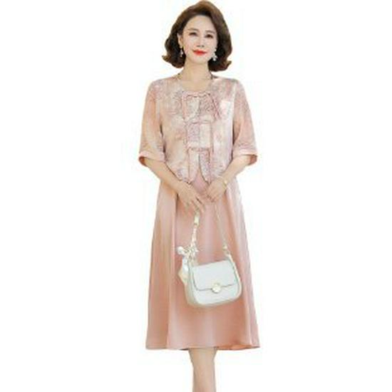 

Mom s 2026 Summer Stylish Slimming Dress for Middle-Aged & Elderly Women 3XL розовый