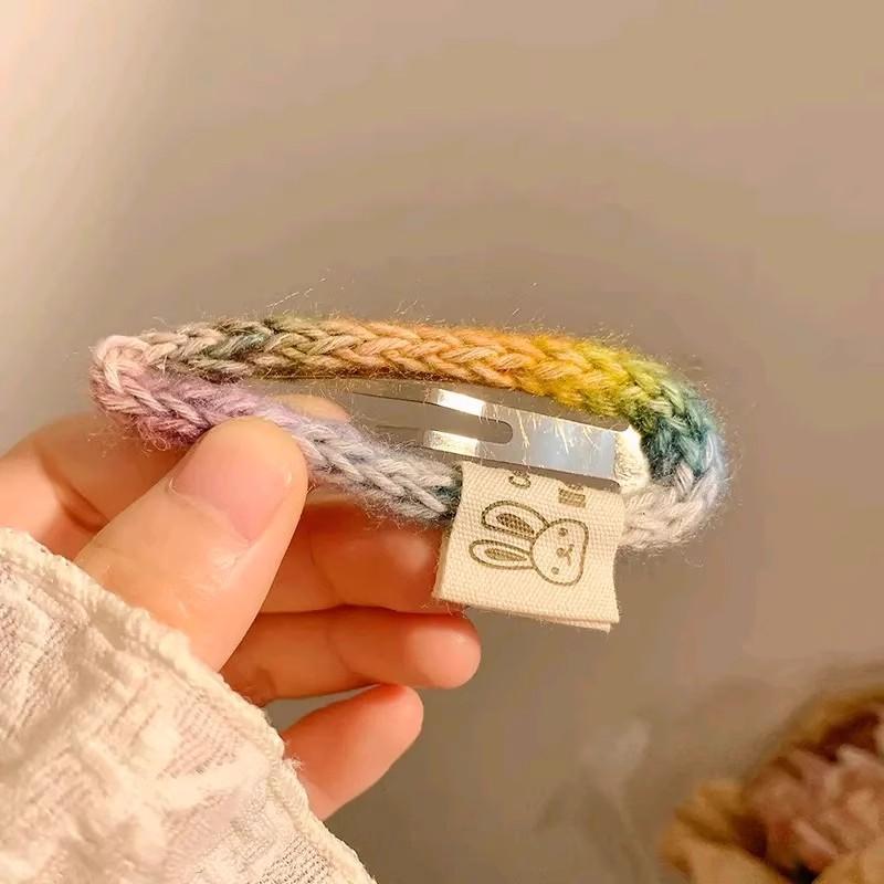 

Новая радужная звезда сердце вязаная заколка для волос для женщин девушек милое украшение для волос боковая заколка заколки модные аксессуары для волос