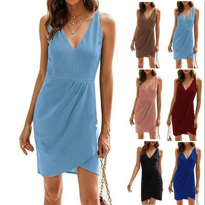Women Sexy Sleeveless Bodycon Dress V-neck Strap Cocktail Dress Party Club Dress Plus Size