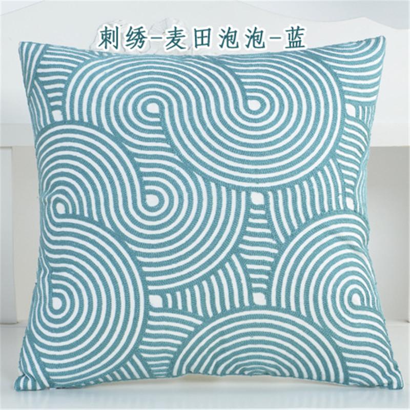 45x45cm Green Blue Geometric Cotton Embroidery Sofa Cushion Cover Home Living Room Pillow Case Bedroom Decoration