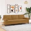 3 Seater Sofa with Decorative Cushions Brown 210 Cm Velvet