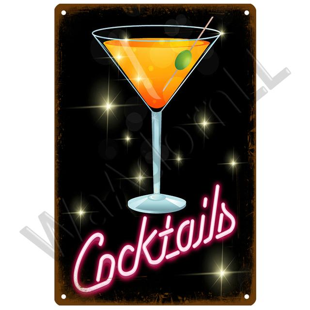 Poster vintage Cocktail Targa in metallo Targa in ... - AWS