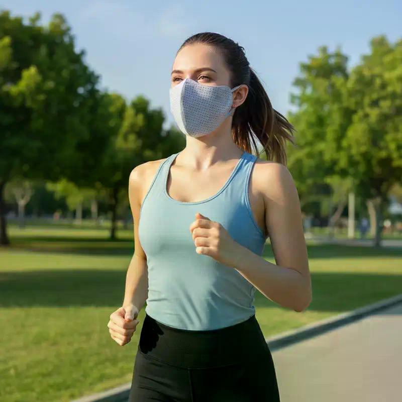 Solid Color Breathable Ice Silk Mask Washable Anti-UV Anti-sun Mask Dustproof Mesh Face Cover Scarf Outdoor Sports Mask