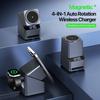 4 In 1 Magnetic Rotating Wireless Charger with Clock Phone Charging Stand