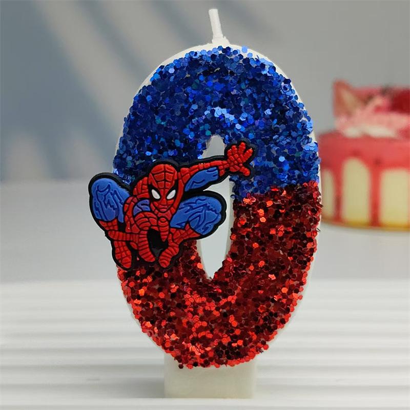 Creative Design Spider-Man Digital Birthday Candle Cake Party Decoration Handmade Cool Doll Birthday Candle