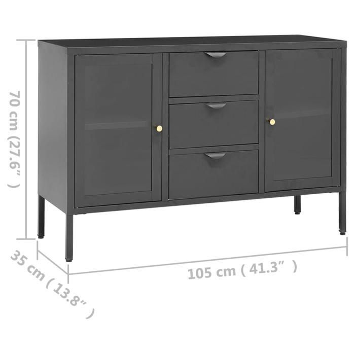 VidaXL Buffet Anthracite 105x35x70 cm Acier et verre trempé