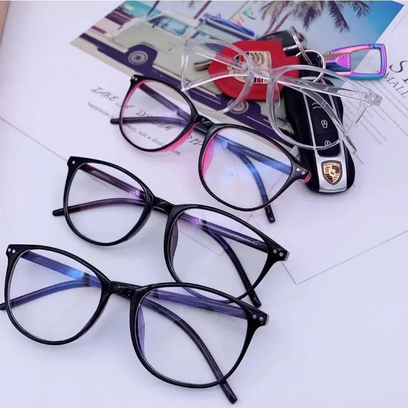 New Large Frame Ultra Light TR90 Myopia Eyeglass Korean Trendy Square Near Sight Glasses Anti Blue Light Computer Eyewear