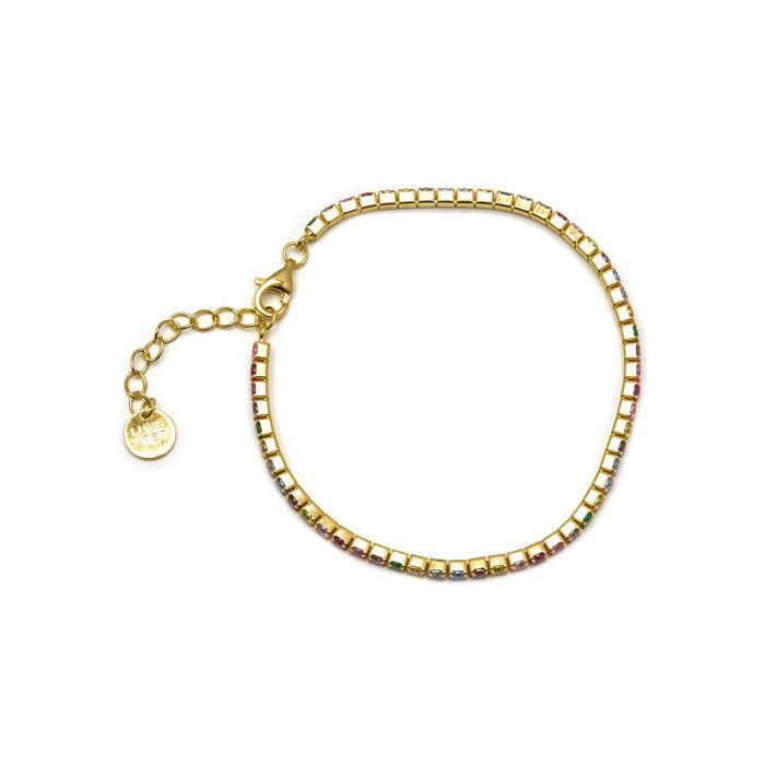 Bracelet - Luxenter - Tahu - Argent 925 - Or jaune 18K - Zircons multicolores