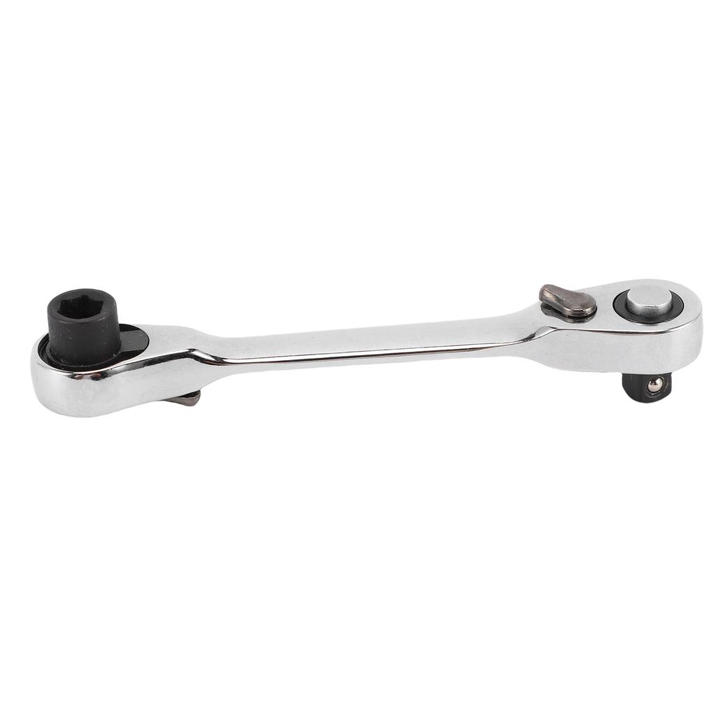 Double Headed Ratchet Wrench 107mm Length 1 4 Inch Drive 72 Tooth Socket and Screwdriver Bit Ratchet Wrench