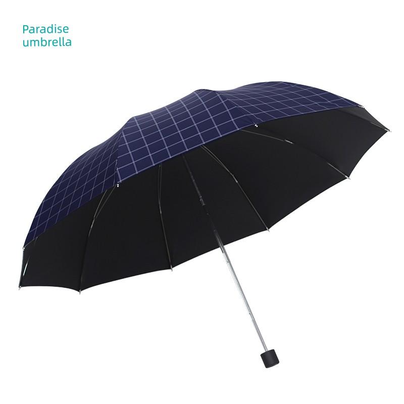 Paradise Umbrella Ten-Rib Extra Large Double Black Vinyl Checkered Sun Protection Uv Protection Dual-Use Sun and Rain Umbrella 70% off Umbrella