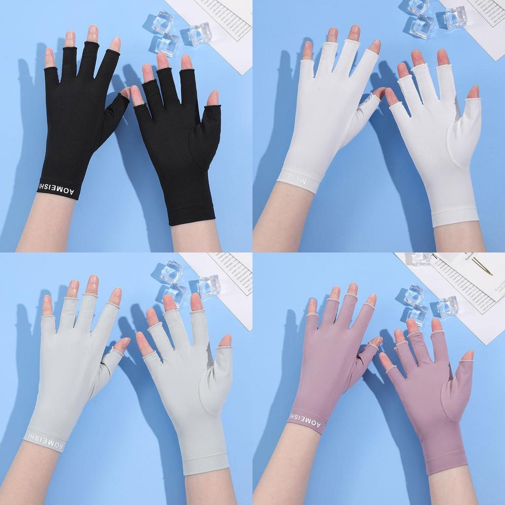 Female Summer Sunscreen Half Finger Gloves With Quick Dry And Touch Screen Functionality