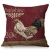 Rural Cock Retro Oil Painting Cushion Cover Nordic Chicken Poster Sofa Decoration Cotton Linen Square Throw Pillow Case Cojines