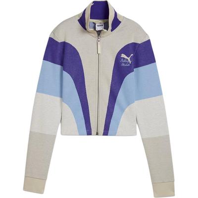 Retro Sport Patchwork Logo Letterpatroon Gedrukt Slim Fit Lange Mouwen Opstaande Kraag Jas Damesjassen Beige 626705-68
