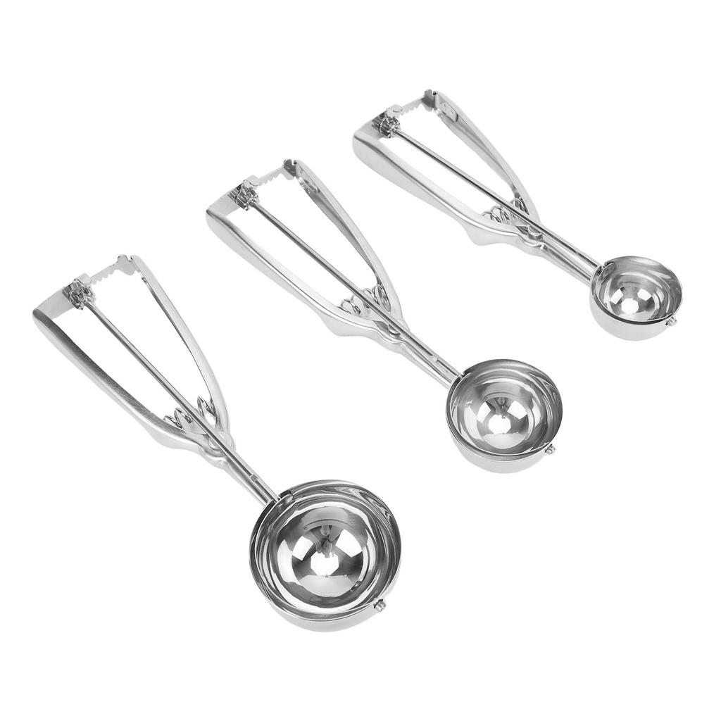 3 Pcs Cookie Scoop 304 Stainless Steel Ice Cream Scooper Non Slip Handle Cookie Dough Scoop for Home Dessert Shop