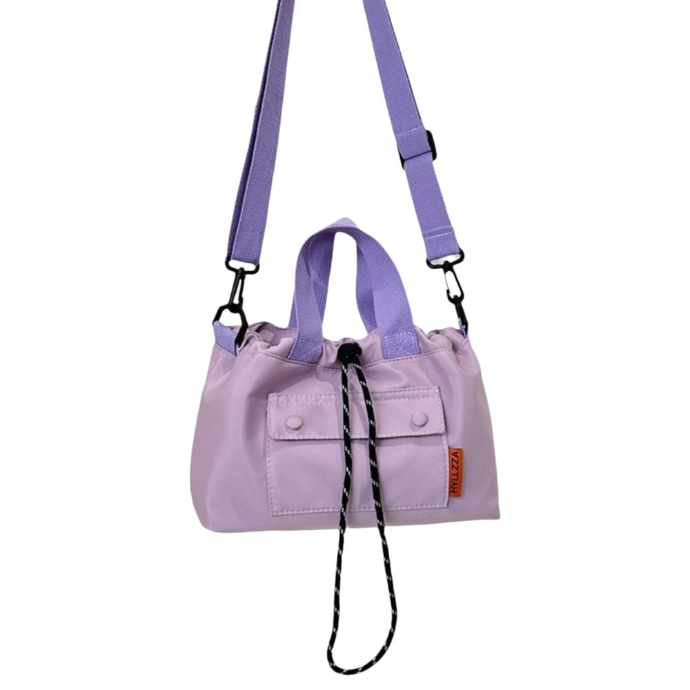 Cloth Nylon Crossbody Bag Contrast Color Drawstring Bucket Bag Fashion Shoulder Pouch  Students