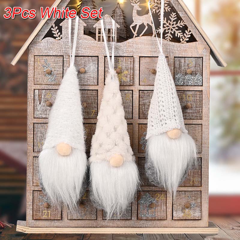 3Pcs Christmas Tree Hanging Gnome Plush Gonk Santa Doll Pendants Xmas Decoration