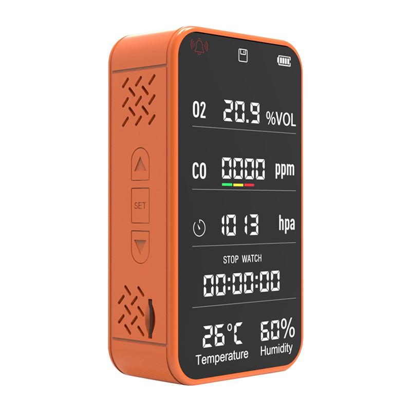 

A25F-Tuya Smart Carbon Monoxide Oxygen Concentration Air Detector Temperature Humidity Meter Data Storage Outdoor Camping оранжевый