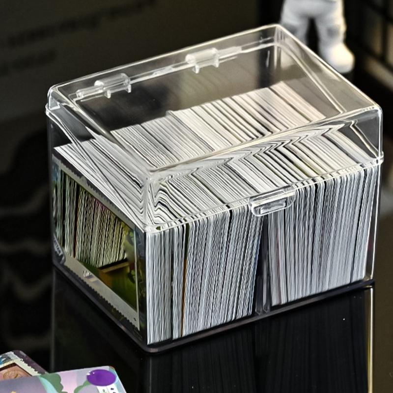 Clear Card Storage Box With Adjustable Dividers For Home Offices Organization And Small Items Large Capacity Container