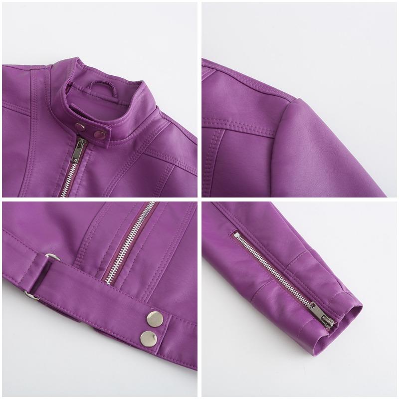 Faux Leather Jacket Women's Short Coat Spring Autumn Stand Collar Outwear Ladies British Style Temperament Thin Leather Coat
