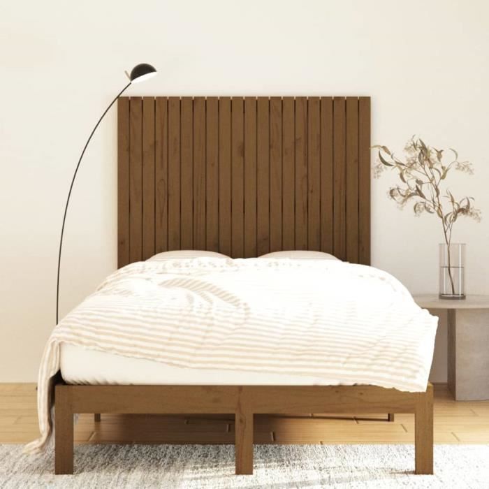 824941 vidaXL Wall-mounted Headboard Honey Brown 127.5x3x110cm Solid Pine Wood