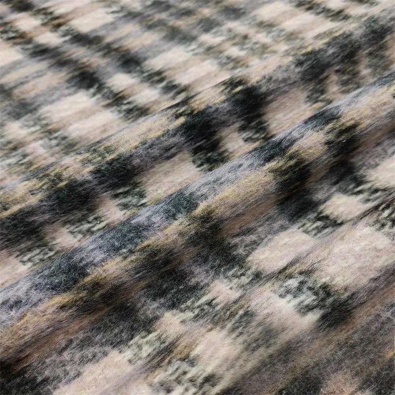 Thickened Brushed Checkered Fabric Fashion Versatile for Handmade Diy Sewing Clothing Skirts Winter Coat Jackets Pants Material