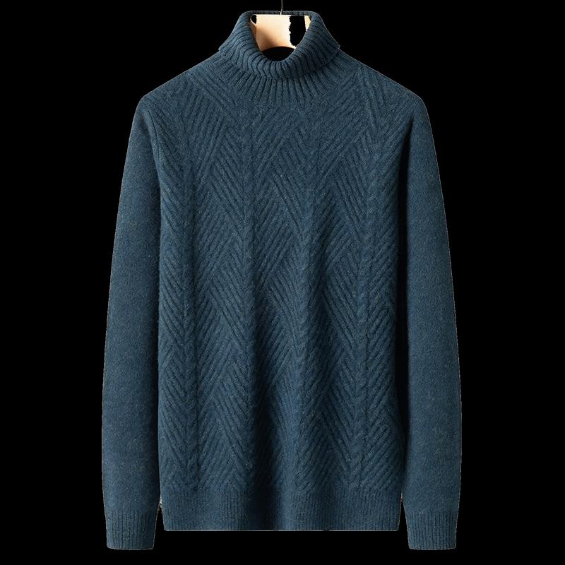 ROMON Men's 100% Wool Turtleneck Sweater