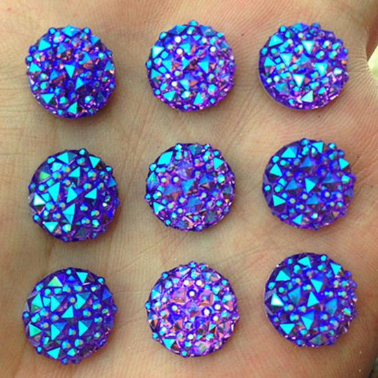 DIY 40Pcs 12mm Round AB Resin Flatback Rhinestones for Phone Wedding Crafts