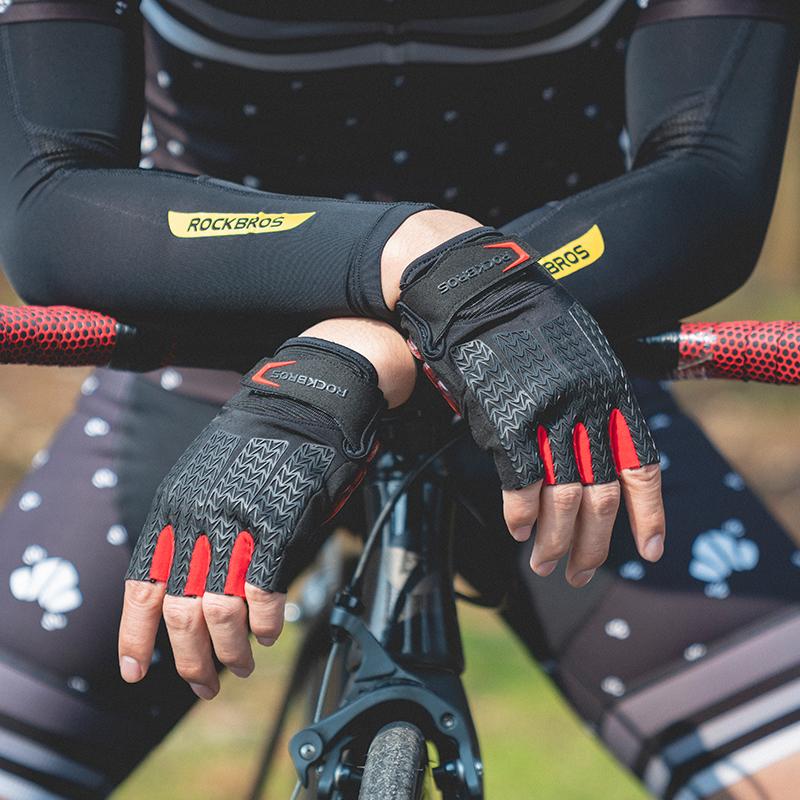 Guanti da Ciclismo Rockbros Mezza Dita Uomo Donna Antiscivolo Imbottitura in Gel Traspiranti Guanti per Moto Bici da Montagna Bici da Strada Guanti Sportivi per Bicicletta