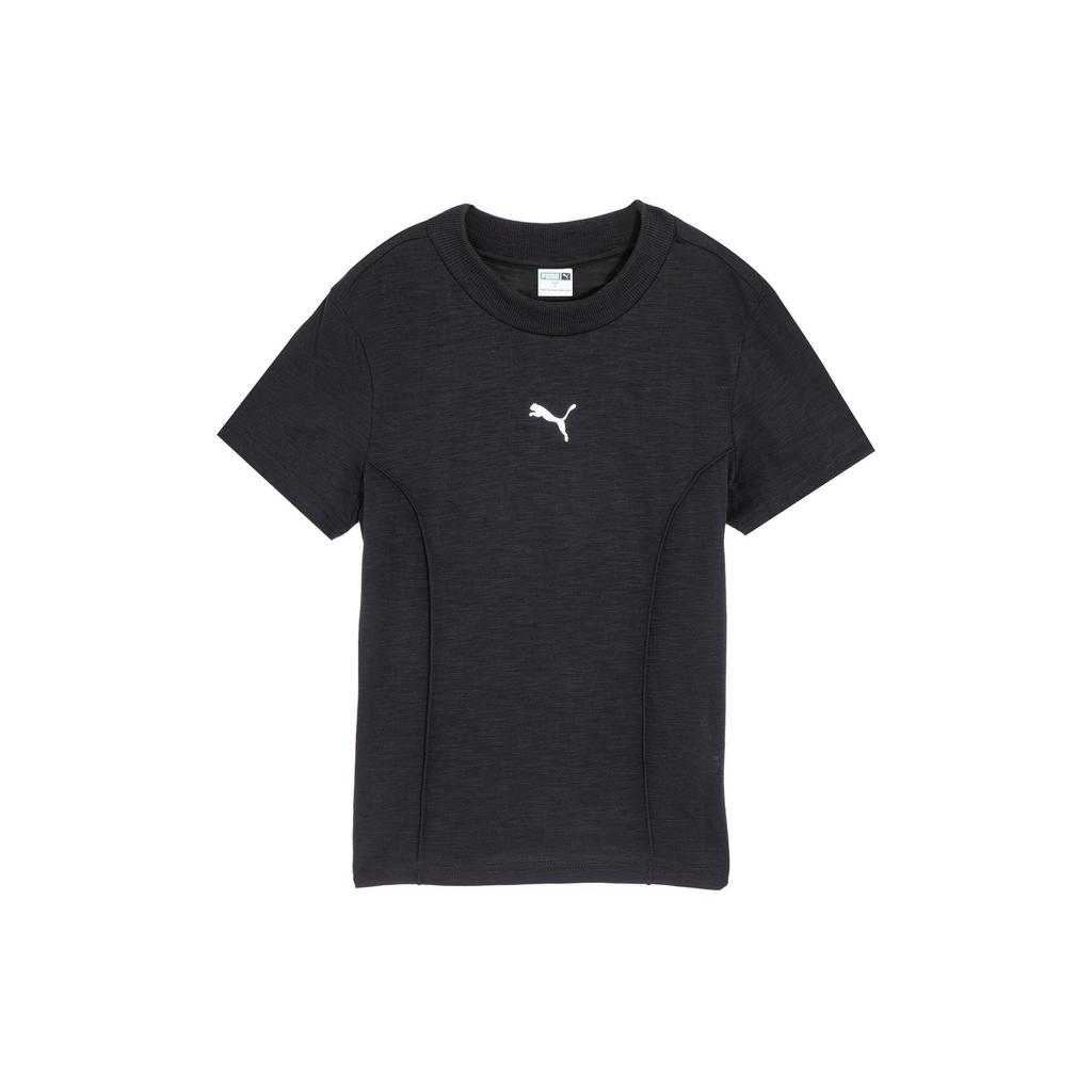 Puma Logo Pattern Casual Round Neck Short Sleeve T-Shirt Women T-Shirts Black 628241-01