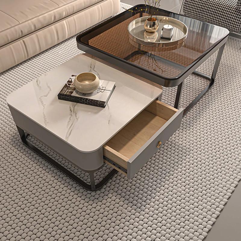 For Luxuriöser moderner Couchtisch mit Aufbewahrungsdesign, nordischer minimalistischer Couchtisch, einzigartige graue